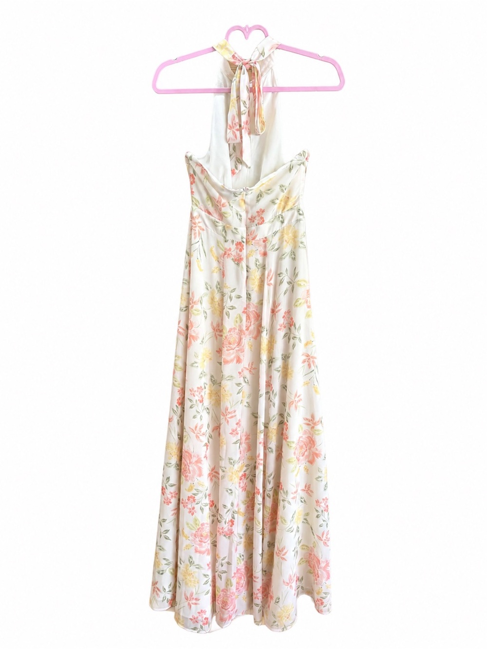 Yumi Kim Floral Halter Maxi Dress Cream Garden Party Cottagecore Boho Size S - Picture 5 of 11